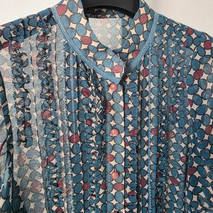 [BUNJANG] VALENCIA Silk Printed Blouse / VALENCIA 발렌시아 나염 실크 블라우스-55(드라이/새상급)