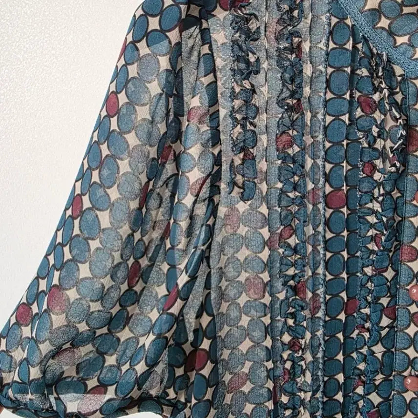 [BUNJANG] VALENCIA Silk Printed Blouse / VALENCIA 발렌시아 나염 실크 블라우스-55(드라이/새상급)