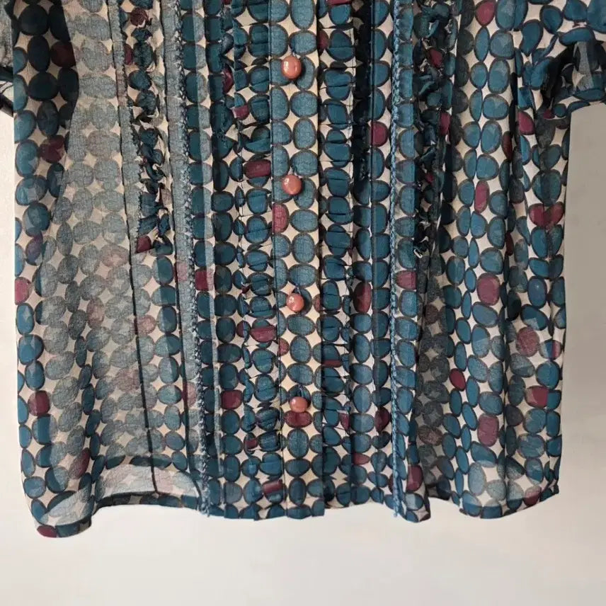 [BUNJANG] VALENCIA Silk Printed Blouse / VALENCIA 발렌시아 나염 실크 블라우스-55(드라이/새상급)