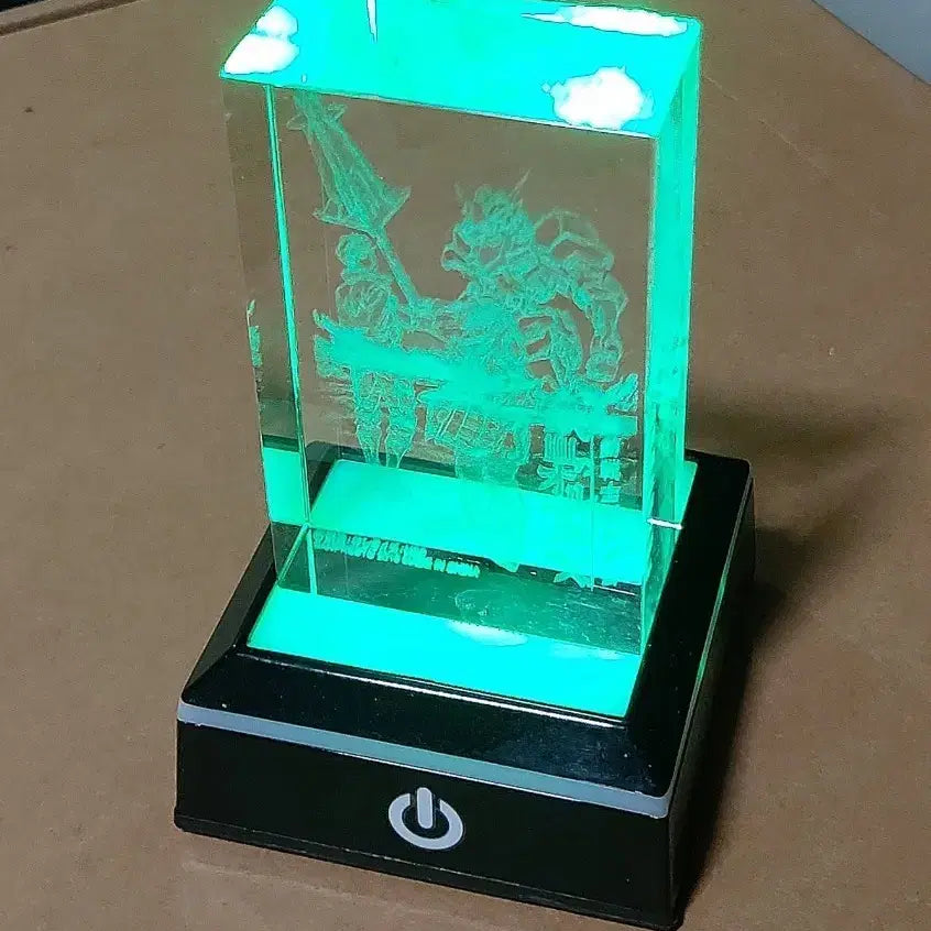 [BUNJANG] Mobile Suit Gundam: Iron-Blooded Orphans 3D Crystal Cube with Touch LED Stand / 철혈의 오펀스 3D 크리스탈 큐브 + 터치 LED 거치대 팝니다