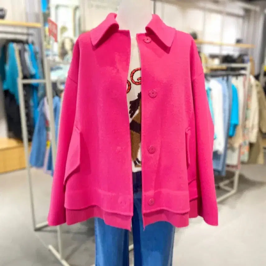 [BUNJANG] Benetton Embroidered Knit Coat / 베네통 빅카라 자수 니트 코트