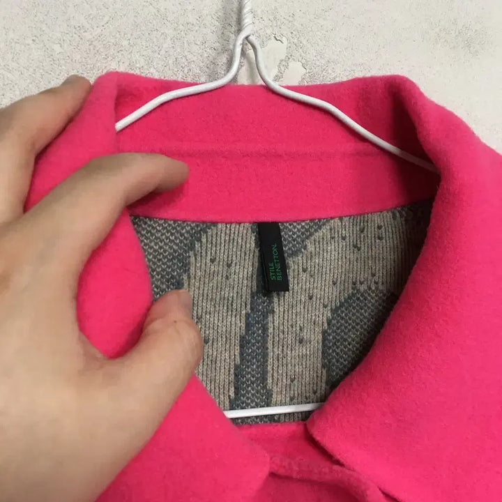 [BUNJANG] Benetton Embroidered Knit Coat / 베네통 빅카라 자수 니트 코트
