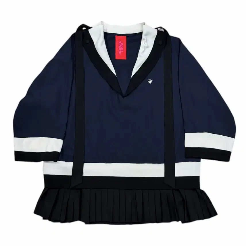 [BUNJANG] Lucky Chouette Sailor Frill Blouse Navy / 럭키슈에뜨 세일러 세라 프릴 블라우스 네이비