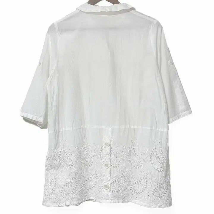 [SOLD OUT] 일본빈티지 셔링와이어카라펀칭 롤업롱셔츠티아이보리모리걸하구미룩갸루y2k히피
