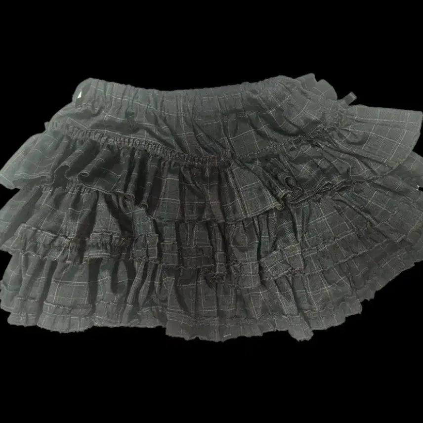 [BUNJANG] Vintage Gothic Lolita Check Frill Skirt / 고전 빈티지 로맨틱 갸루 달천 아무깔 공겜여주 체크 프릴 캉캉 스커트