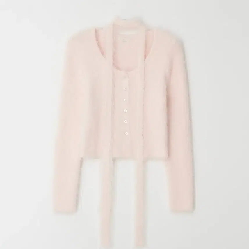 [BUNJANG] The Wish Winter Slim Cardigan Baby Pink / (새상품/택0)더위시 샵리즈 윈터 베이스 슬림 가디건 베이비핑크