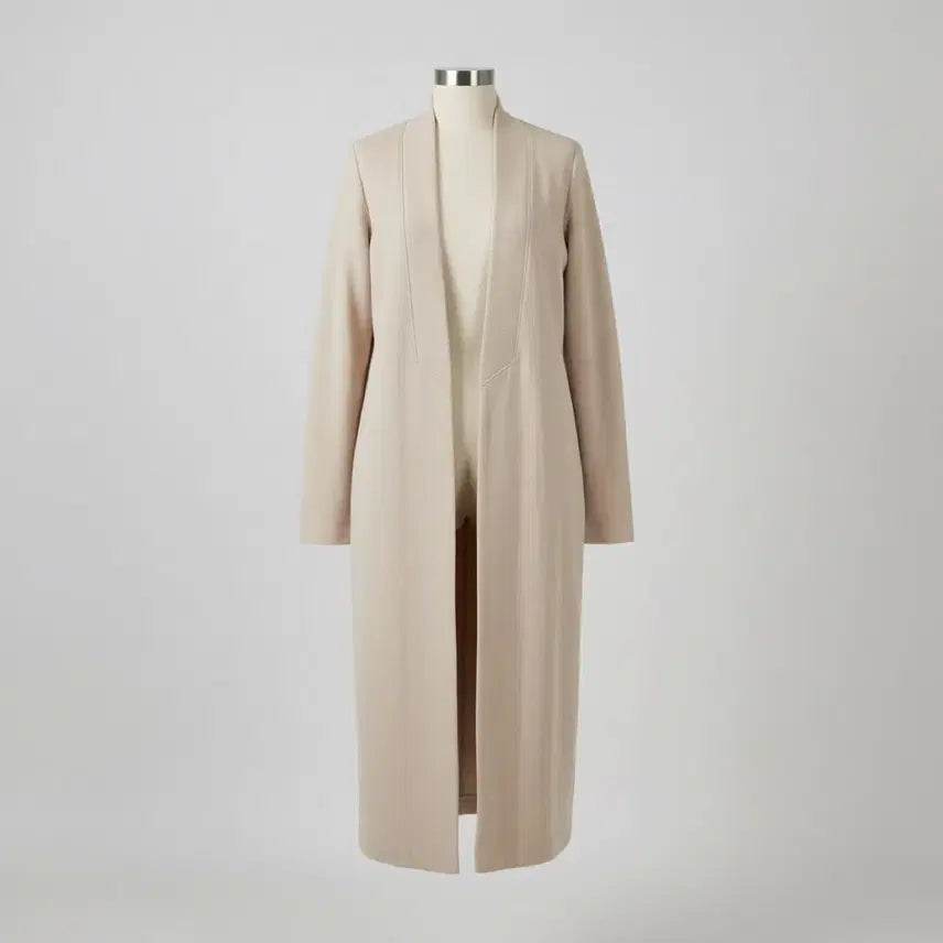 [BUNJANG] COS Premium Cotton Blend Long Cardigan (Light Beige) / [COS] 프리미엄 코튼 블렌드 노칼라 롱 가디건 (라이트 베이지)