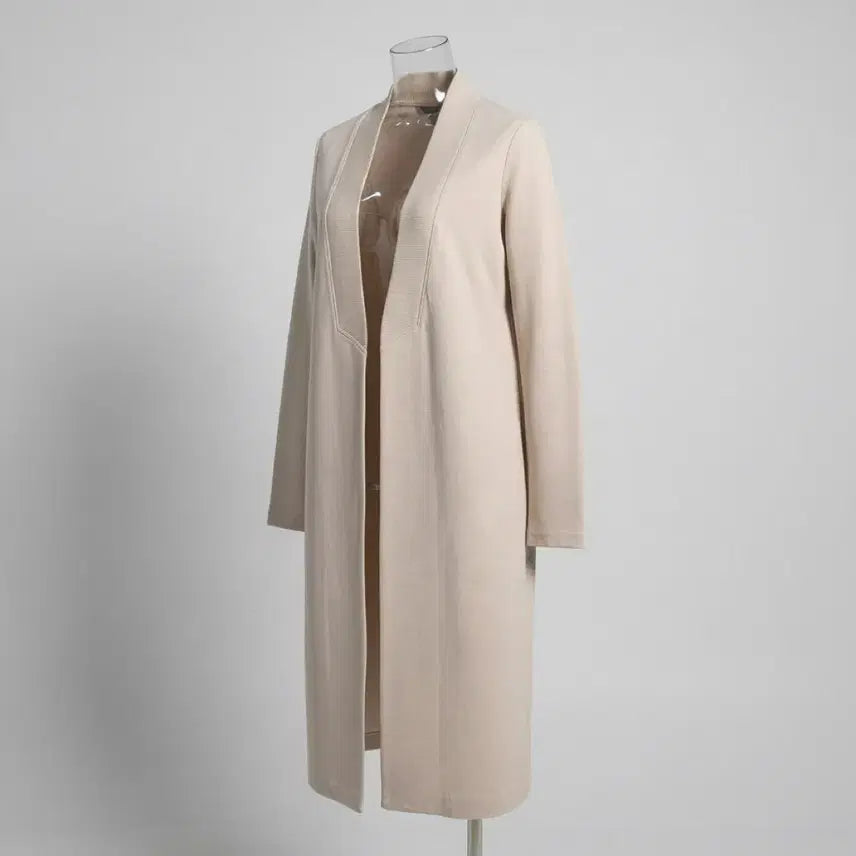 [BUNJANG] COS Premium Cotton Blend Long Cardigan (Light Beige) / [COS] 프리미엄 코튼 블렌드 노칼라 롱 가디건 (라이트 베이지)