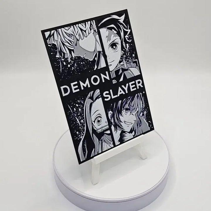 [BUNJANG] Demon Slayer Black and White Art Panel / [3D 메모리 아트] 귀멸의 칼날 블랙 앤 화이트 아트 장식품