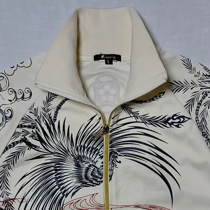 [BUNJANG] Macalester Short-Sleeve Zip-Up Track Jacket - Sukajan Style / [L/100] Macalester 프린트 반팔 집업 - 스카잔 감성