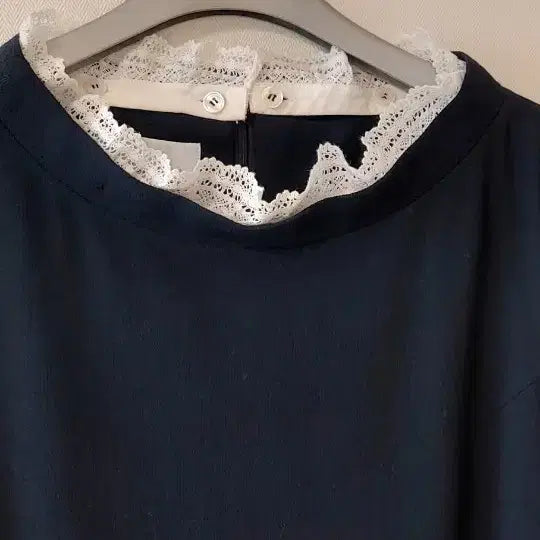 [BUNJANG] Son Jung Wan Lace Navy Midi Dress / 손정완 레이스 네이비 원피스