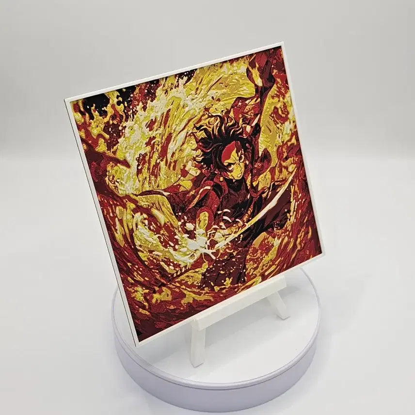 [BUNJANG] Demon Slayer Tanjiro Flame Effect Art Frame / [3D 메모리 아트] 귀멸의 칼날 탄지로 장식품