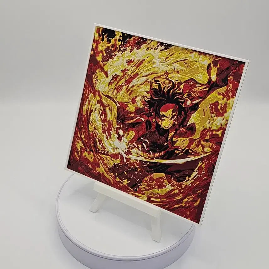 [BUNJANG] Demon Slayer Tanjiro Flame Effect Art Frame / [3D 메모리 아트] 귀멸의 칼날 탄지로 장식품