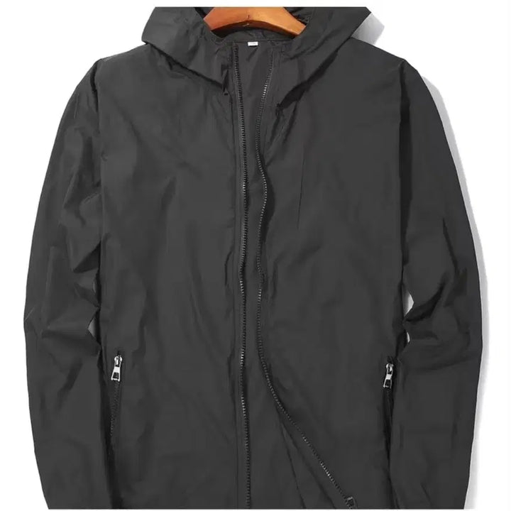 [BUNJANG] Black Hooded Windbreaker Jacket / 블랙 후드 바람막이 자켓.새상품.