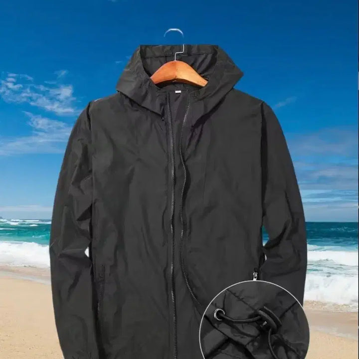 [BUNJANG] Black Hooded Windbreaker Jacket / 블랙 후드 바람막이 자켓.새상품.
