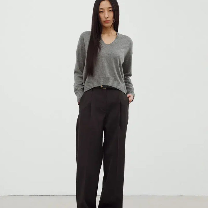 [BUNJANG] Pottery Women Comfort V-Neck Knit Gray / 포터리 우먼 컴포트 브이 니트 그레이