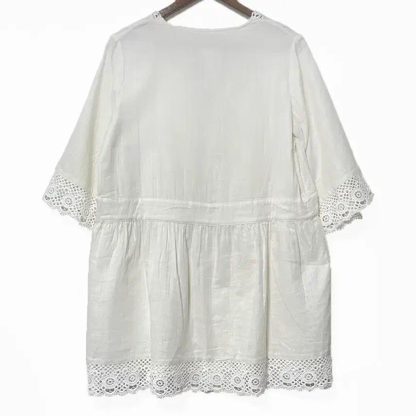 [BUNJANG] Vintage Lace Ribbon Punching A-line Dress / 일본빈티지 미사용 레이스리본끈 펀칭A라인원피스 모리걸하구미룩갸루y2k히피