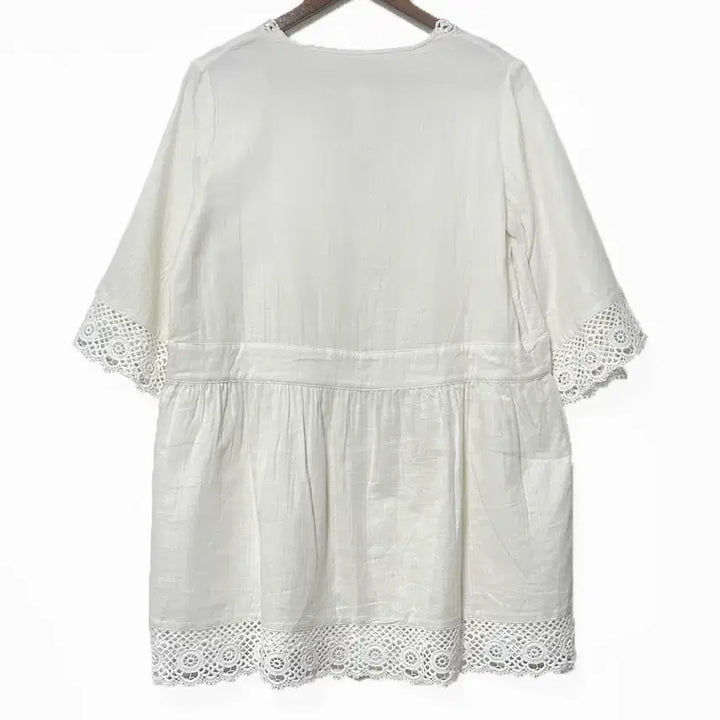 [BUNJANG] Vintage Lace Ribbon Punching A-line Dress / 일본빈티지 미사용 레이스리본끈 펀칭A라인원피스 모리걸하구미룩갸루y2k히피