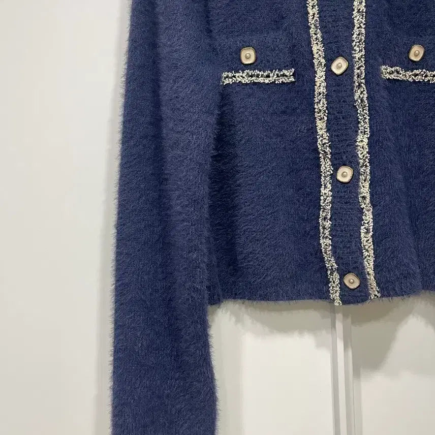 [BUNJANG] Atelier Nine Tweed Cardigan Blue (55-66) / 아뜰리에나인 트위드 가디건 블루 (55-66)