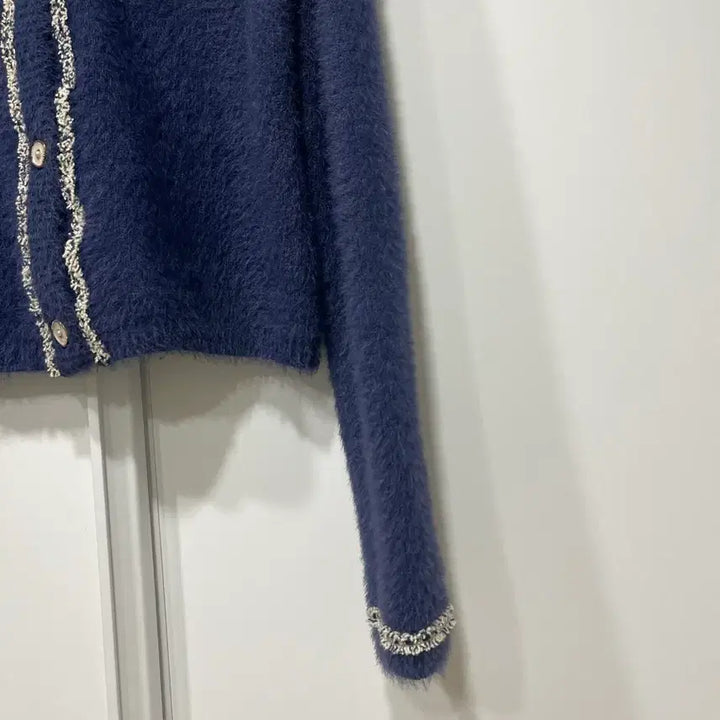 [BUNJANG] Atelier Nine Tweed Cardigan Blue (55-66) / 아뜰리에나인 트위드 가디건 블루 (55-66)
