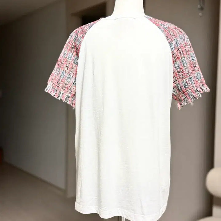 [BUNJANG] Maje Tweed Short-Sleeve T-Shirt White / 마쥬 트위드 반팔 티셔츠 화이트