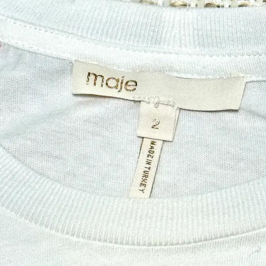 [BUNJANG] Maje Tweed Short-Sleeve T-Shirt White / 마쥬 트위드 반팔 티셔츠 화이트