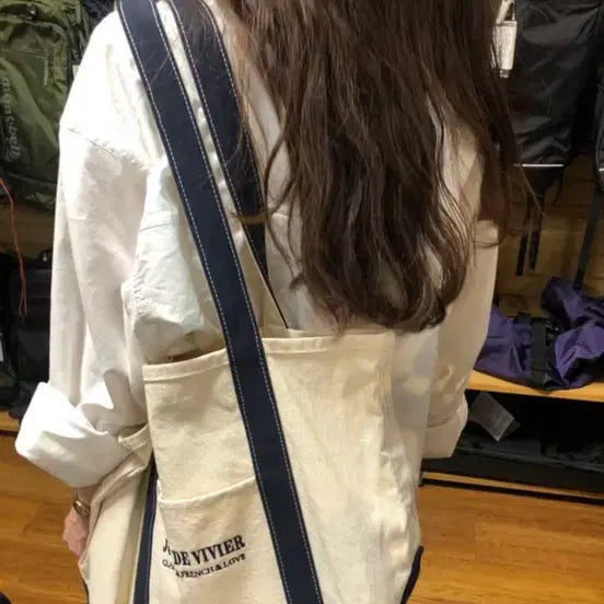 [SOLD OUT] 조이드비비에 캔버스 토트백 네이비 에코백