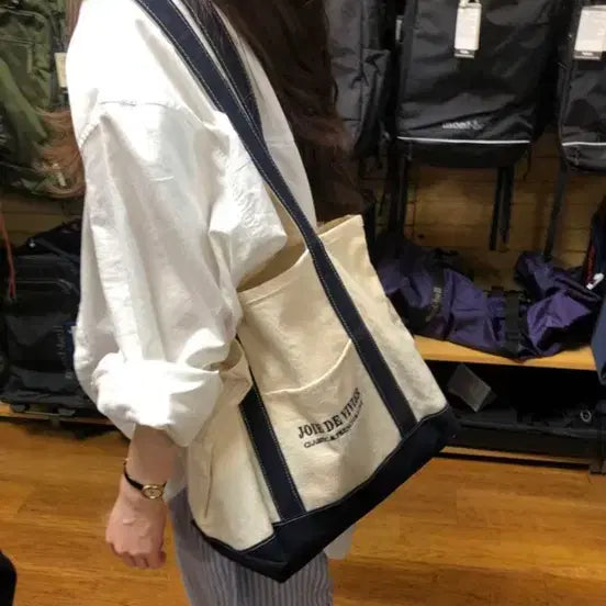 [SOLD OUT] 조이드비비에 캔버스 토트백 네이비 에코백