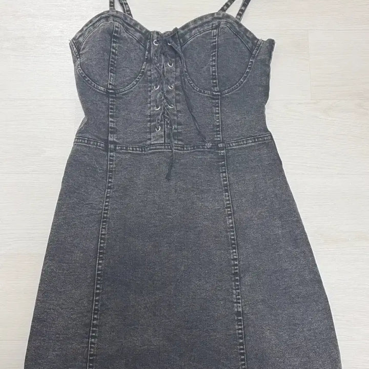 [BUNJANG] Black Denim Corset Mini Dress / 흑청 데님 코르셋 미니 원피스