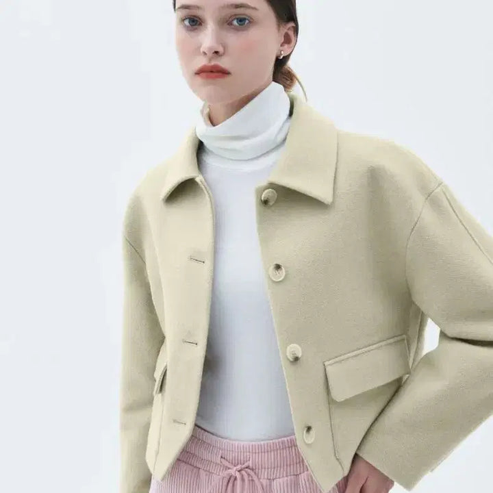 [BUNJANG] Citybreeze Volume Sleeve Wool Coat - Light Beige / 시티브리즈 볼륨 소매 울 코트 새상품