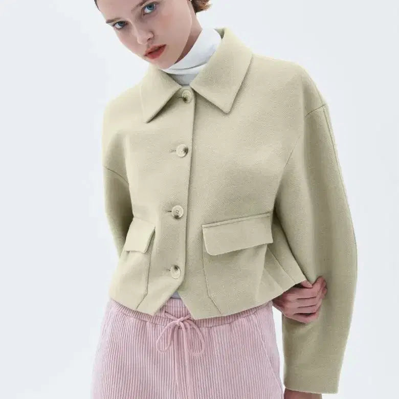 [BUNJANG] Citybreeze Volume Sleeve Wool Coat - Light Beige / 시티브리즈 볼륨 소매 울 코트 새상품