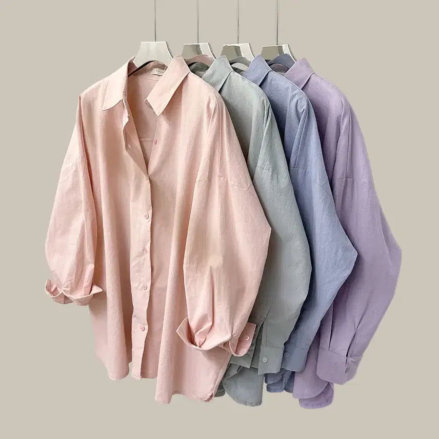 [BUNJANG] Oversized Simple Long Collar Shirt / 오버핏 심플 롱 카라 셔츠 (T4965)