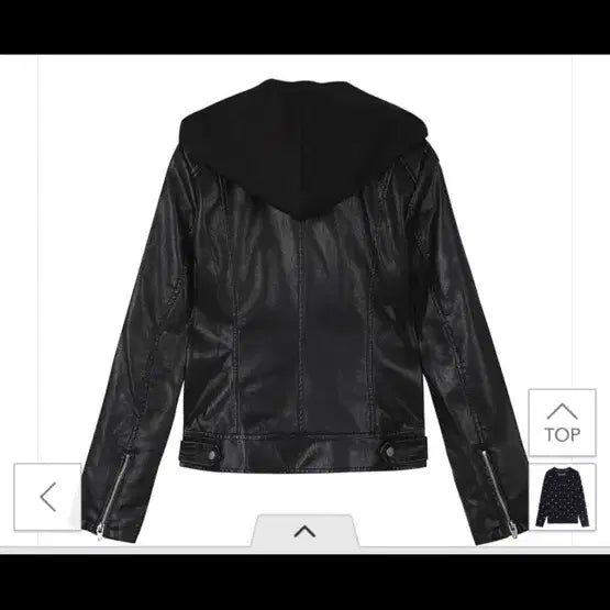 [BUNJANG] Black Faux Leather Rider Jacket / 블랙 인조 가죽 라이더 자켓