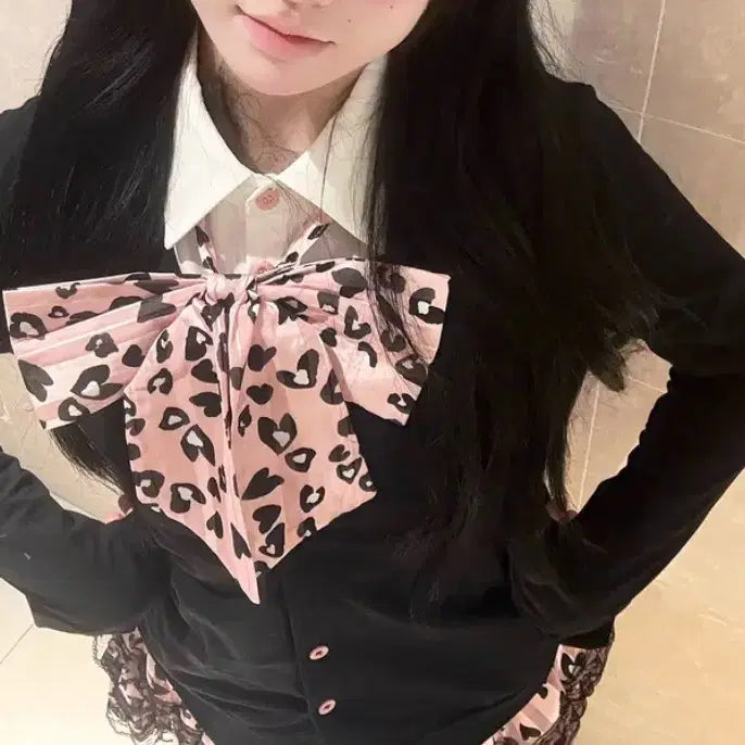 [BUNJANG] Y2K Pink Gyaru School Uniform Rental Set / [고퀼리티 실사진] y2k 핑크 갸루 교복 대여 호피 졸업사진 졸사 컨셉