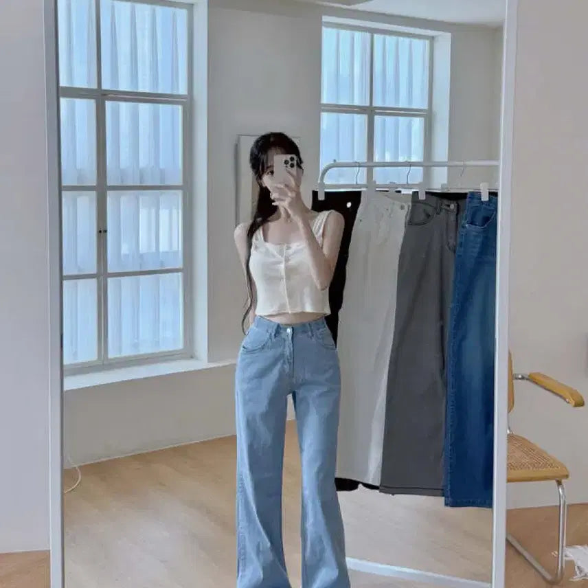 [BUNJANG] Mayyun Mayjeans Summer Cool Semi-Wide Denim Pants (Light Blue, XS) / 메이윤 메이진스 여름 쿨 세미와이드데님 연청 xs 기본기장