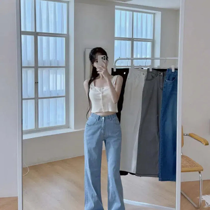 [BUNJANG] Mayyun Mayjeans Summer Cool Semi-Wide Denim Pants (Light Blue, XS) / 메이윤 메이진스 여름 쿨 세미와이드데님 연청 xs 기본기장