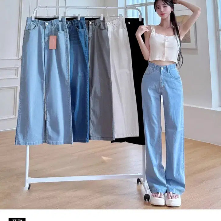 [BUNJANG] Mayyun Mayjeans Summer Cool Semi-Wide Denim Pants (Light Blue, XS) / 메이윤 메이진스 여름 쿨 세미와이드데님 연청 xs 기본기장