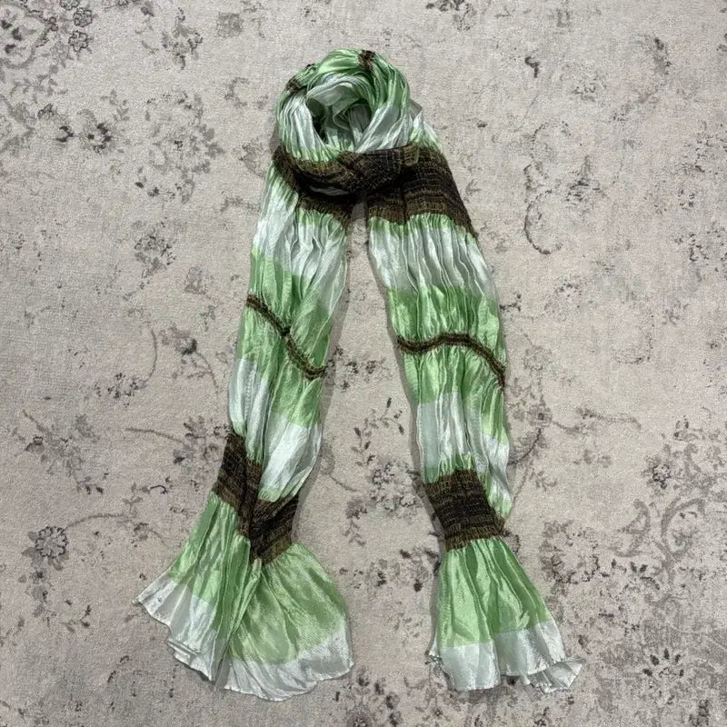 [BUNJANG] Green Striped Scarf / 그린 스트라이프 스카프