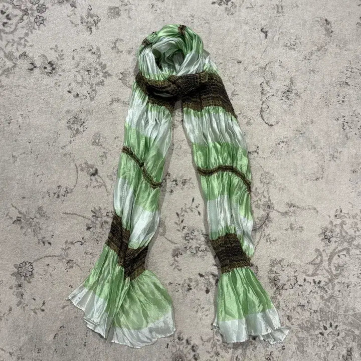 [BUNJANG] Green Striped Scarf / 그린 스트라이프 스카프