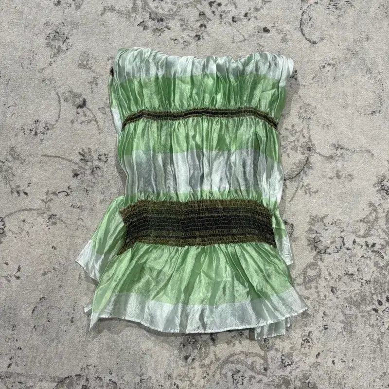 [BUNJANG] Green Striped Scarf / 그린 스트라이프 스카프