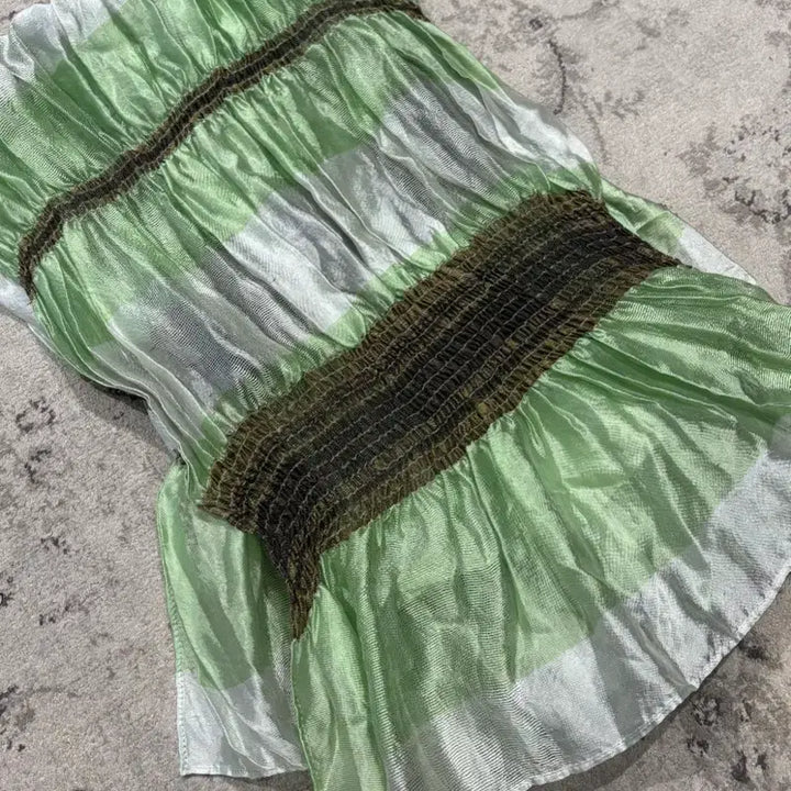 [BUNJANG] Green Striped Scarf / 그린 스트라이프 스카프