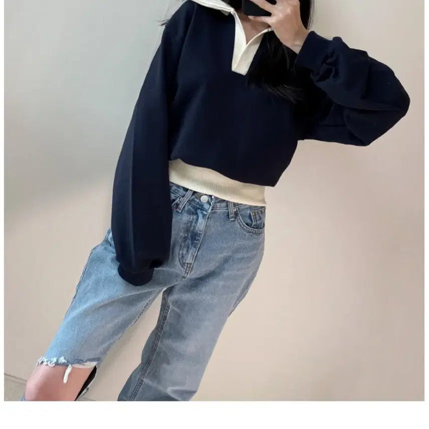 [BUNJANG] Cut-Out Detail Wide-Leg Jeans / 제곱통청바지