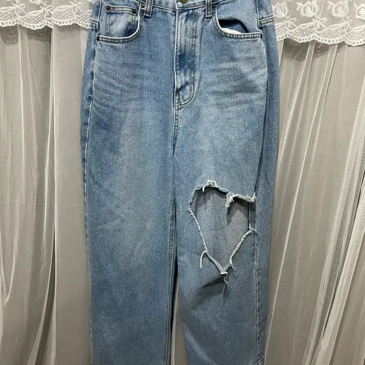 [BUNJANG] Cut-Out Detail Wide-Leg Jeans / 제곱통청바지