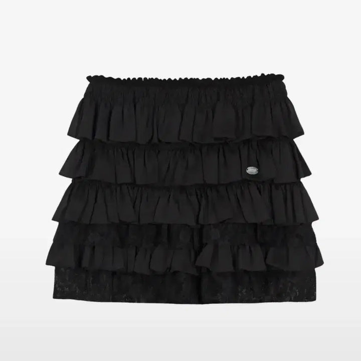 [BUNJANG] Illygo Ruffle Skirt Pants Black / 일리고 캉캉 프릴 스커트 팬츠 블랙