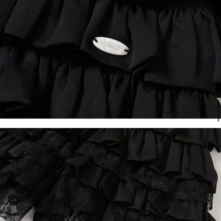 [BUNJANG] Illygo Ruffle Skirt Pants Black / 일리고 캉캉 프릴 스커트 팬츠 블랙