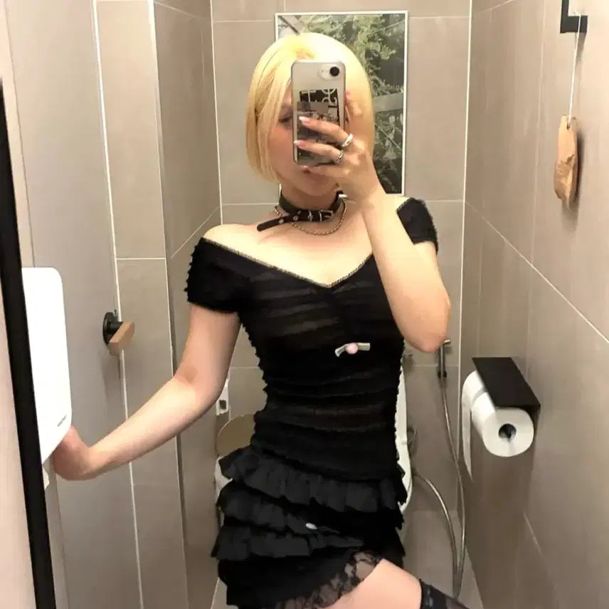 [BUNJANG] Illygo Ruffle Skirt Pants Black / 일리고 캉캉 프릴 스커트 팬츠 블랙