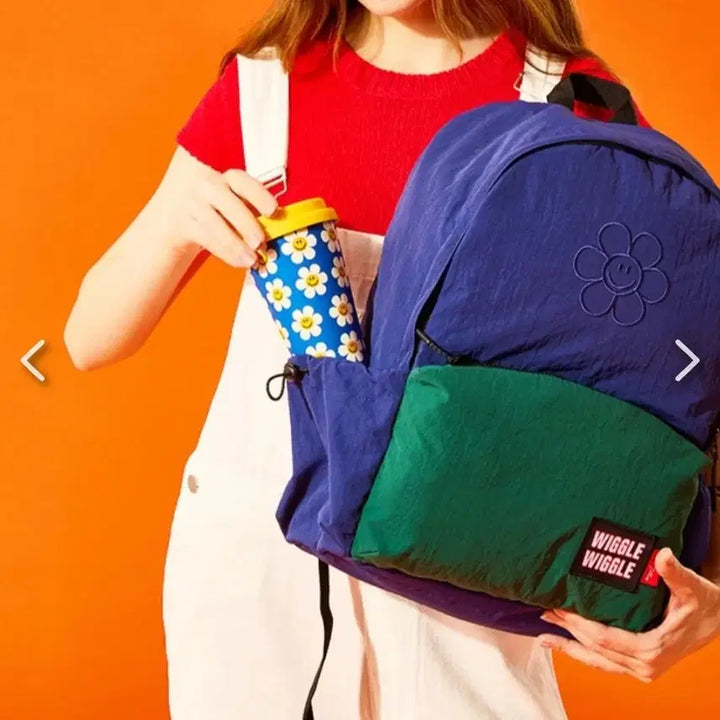 [BUNJANG] Wiggle Wiggle Backpack Navy/Green Bag / 위글위글 백팩 가방 네이비/그린 새상품