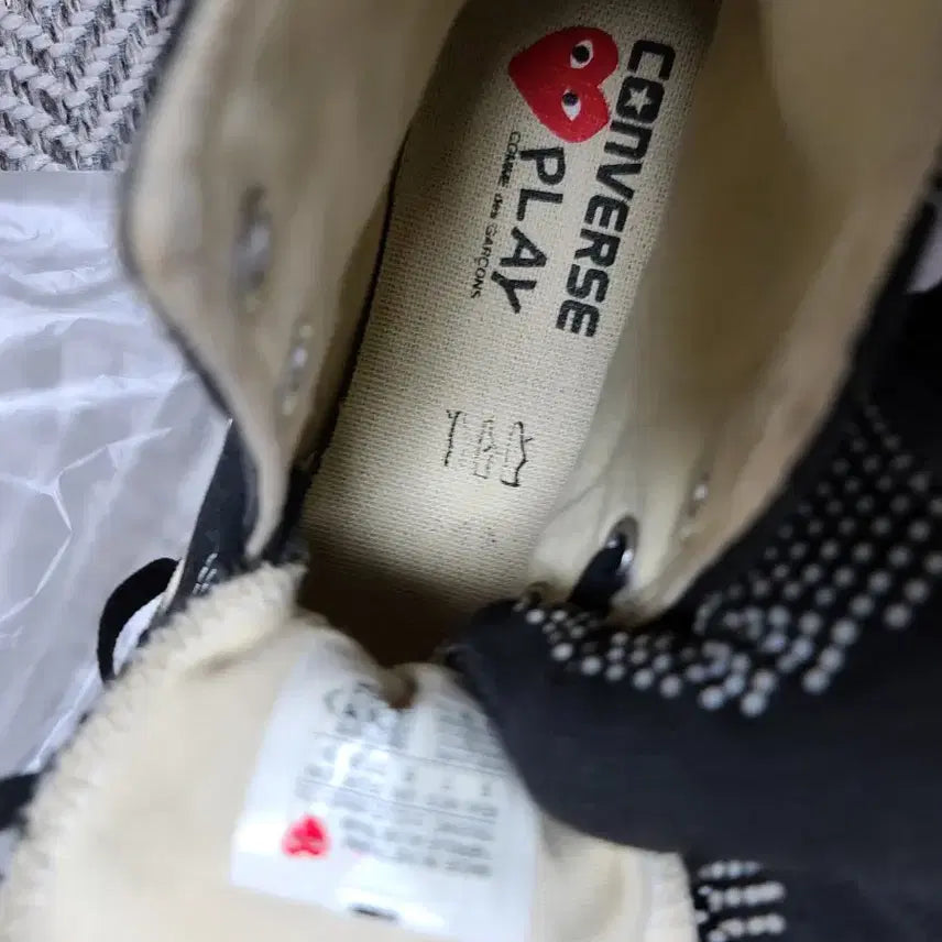 [BUNJANG] Comme des Garcons Converse Black High Sneakers 240 / 채/꼼데가르송 컨버스 블랙 하이 스니커즈240