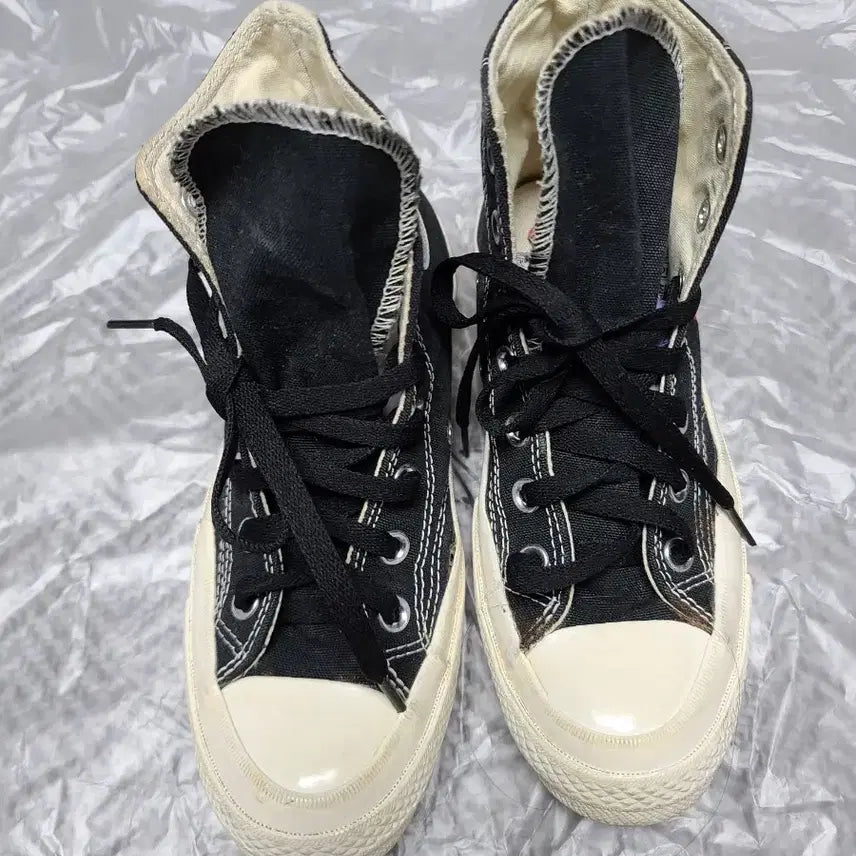 [BUNJANG] Comme des Garcons Converse Black High Sneakers 240 / 채/꼼데가르송 컨버스 블랙 하이 스니커즈240
