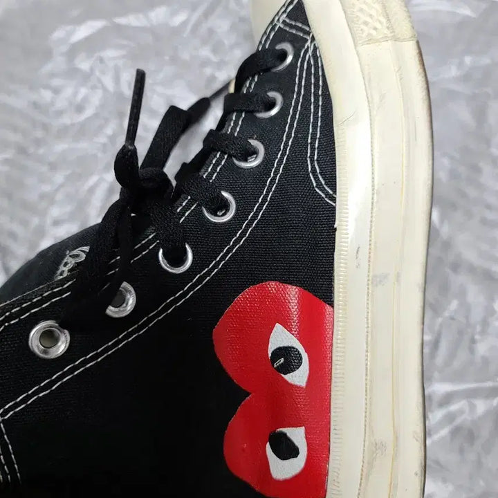 [BUNJANG] Comme des Garcons Converse Black High Sneakers 240 / 채/꼼데가르송 컨버스 블랙 하이 스니커즈240